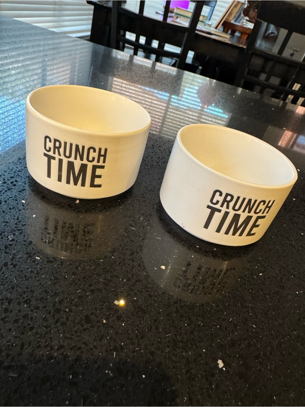 Crunch Time White Ceramic Pet Bowl - Set of 2 Santa Barbara Studios Stackable